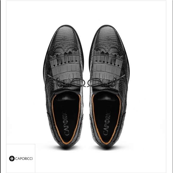 CAPORICCI REAL alligator golf shoes in Black - Picture 3 of 7